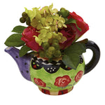 Nearly Natural 4817 Artificial Green & Red Rose & Hydrangea with Decorative Vase