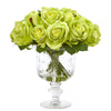 Nearly Natural Rose Artificial Arrangement in Royal Glass Urn