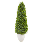 Nearly Natural 9406 52" Artificial Green Eucalyptus Topiary Tree in White Planter (Indoor/Outdoor)