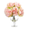 Nearly Natural Peony Artificial Arrangement in Royal Glass Urn