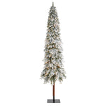 Nearly Natural 9` Flocked Grand Alpine Artificial Christmas Tree with 600 Clear Lights and 1183 Bendable Branches on Natural Trunk