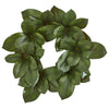 Nearly Natural 4292 22" Green Magnolia Leaf Artificial Wreath