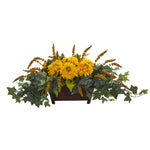 Nearly Natural Sunflower Artificial Arrangement in Decorative Planter