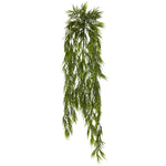 Nearly Natural 6074-S2 43" Artificial Green Mini Bamboo Hanging Bush Set of 2