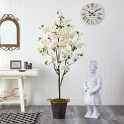 Nearly Natural T2535 6` Cherry Blossom Artificial Tree in Decorative Metal Pail