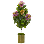 Nearly Natural 9456 51" Artificial Green Hydrangea Plant in Metal Planter