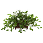 Nearly Natural 8216 14" Artificial Green Mix Stephanotis Plant in Decorative Planter