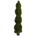 Nearly Natural 5496 6' Artificial Green Double Pond Cypress Spiral Topiary, UV Resistant (Indoor/Outdoor)