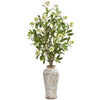Nearly Natural 1858 Peach Blossom Artificial Arrangement in Floral Printed Urn
