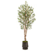 Nearly Natural T2452 6.5’ Olive Artificial Tree in Ribbed Metal Planter