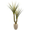 Nearly Natural 9633 68" Artificial Green Yucca Plant in Sand Colored Planter