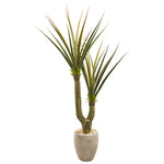 Nearly Natural 9633 68" Artificial Green Yucca Plant in Sand Colored Planter