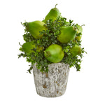 Nearly Natural 1683 Pears & Grass Artificial Arrangement in Weather Planter