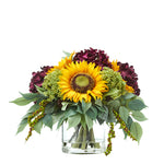 Nearly Natural 11`` Sunflower and Hydrangea Artificial Arrangement