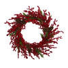 Nearly Natural 34`` Cypress Artificial Wreath with Berries and Pine Cones