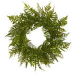 Nearly Natural 4205 24" Green Mixed Fern Wreath