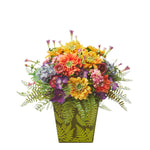 Nearly Natural A1115 12" Artificial Mixed Flowers Arrangement in Green Vase, Multicolor