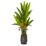 Nearly Natural 9491 62" Artificial Green Bird of Paradise Plant in Decorative Planter