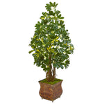 Nearly Natural 9333 52" Artificial Green Schefflera Tree in Brown Metal Planter