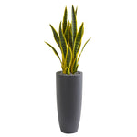 Nearly Natural 9074 3' Artificial Green Sansevieria Plant in Gray Bullet Planter