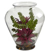 Nearly Natural 8456 11" Artificial Green & Purple Mixed Succulent Plant in Glass Vase