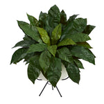 Nearly Natural P1583 34” Bird’s Nest Fern Artificial Plant in White Planter with Metal Stand