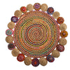 Nearly Natural D1014 4` x 4` Hand Braided Colorful Chindi Jute Mandala Round Rug