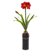 Nearly Natural 8609 40" Artificial Green & Red Amaryllis Plant in Garden Planter