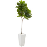 Nearly Natural T1138 68" Artificial Green Real Touch Fiddle Leaf Tree in White Planter 