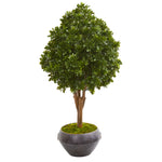 Nearly Natural 9702 45" Artificial Green Tea Leaf Tree in Bowl, UV Resistant (Indoor/Outdoor)