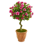 Nearly Natural 9295 39" Artificial Green & Pink Azalea Topiary Tree in Terra Cotta Planter