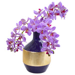 Nearly Natural Phalaenopsis Orchid Artificial in Blue and Gold Designer Vase