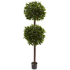 Nearly Natural 5398 6' Artificial Green Sweet Bay Double Ball Topiary Tree