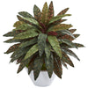 Nearly Natural 8383 21" Artificial Green Peacock Plant in White Bowl