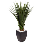 Nearly Natural 6964 4.5' Artificial Green Spiked Agave in Black Planter (Indoor/Outdoor)