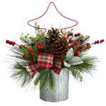 Nearly Natural A1850 17” Artificial Christmas Arrangement with Metal Vase