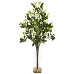 Nearly Natural A1150 44" Artificial Green & Yellow Peach Blossom Arrangement in Glass Vase