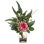 Nearly Natural 21`` Rose and Eucalyptus Artificial Arrangement