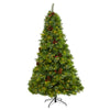 Nearly Natural 7` Montana Mixed Pine Artificial Christmas Tree with Pine Cones, Berries and 500 Clear LED Lights