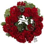 Nearly Natural 4986 17" Artificial Red Geranium Wreath