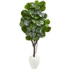 Nearly Natural 9410 68" Artificial Green Fiddle Leaf Fig Tree in White Planter