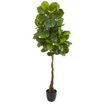 Nearly Natural 9118 64" Artificial Green Real Touch Fiddle Leaf Tree in Black Pot