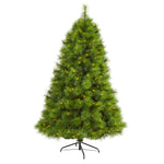 Nearly Natural 6.5` Green Scotch Pine Artificial Christmas Tree with 350 Clear LED Lights