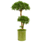 Nearly Natural 9240 41" Artificial Green Bonsai Styled Podocarpus Tree in Metal Planter