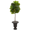 Nearly Natural T1157 4.5' Artificial Green Real Touch Fiddle Leaf Tree in Charcoal Urn 