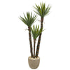 Nearly Natural 9969 60" Artificial Green Yucca Tree in Sandstone Planter