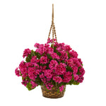Nearly Natural Geranium Hanging Basket Artificial Plant UV Resistant (Indoor/Outdoor)