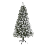 Nearly Natural 6` Flocked West Virginia Fir Artificial Christmas Tree