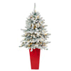 Nearly Natural 4.5` Flocked Livingston Fir Artificial Christmas Tree