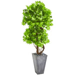 Nearly Natural 9287 74" Artificial Green Maple Tree in Cement Planter